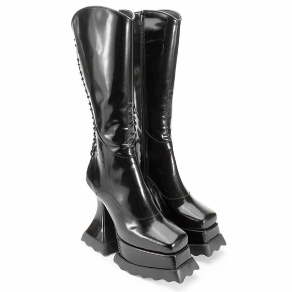 John Fluevog Shoes - John Fluevog MUNSTER MAX MAGNOLIA ZIP-UP PLATFORM TALL BOOTS Size 8